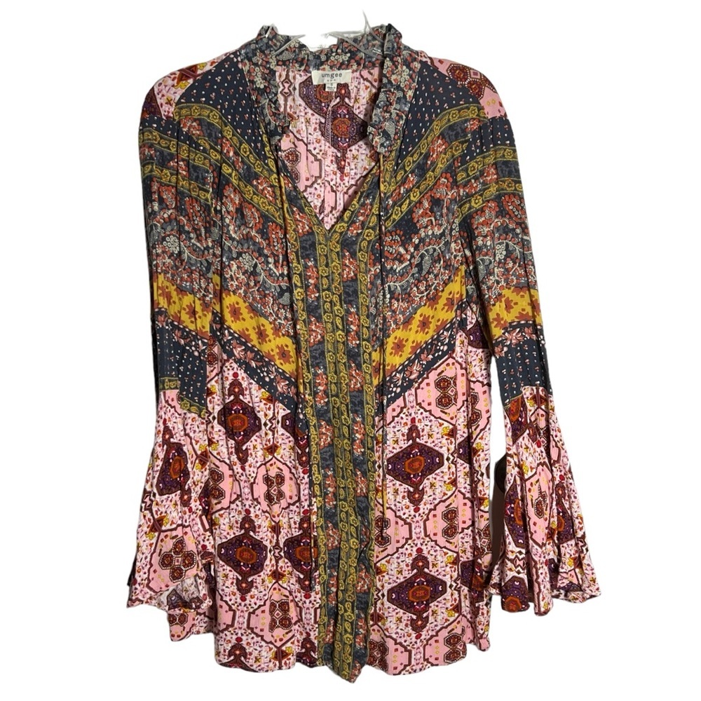 Umgee Boho Printed Tunic Dress, Small
